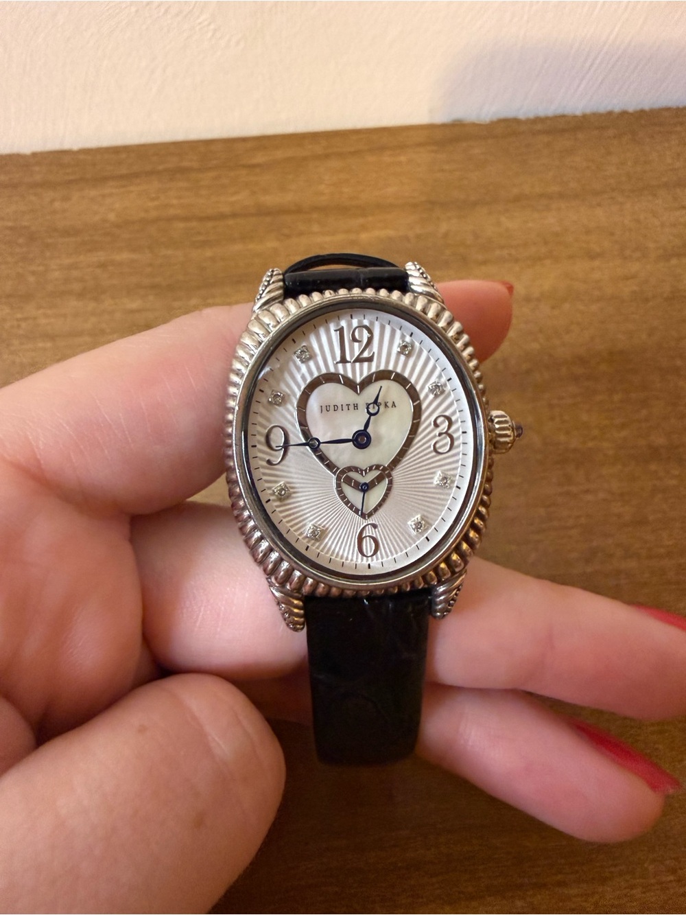 Judith Ripka Mother Of Pearl Heart White Dial 925 Sterling Silver Womens Watch